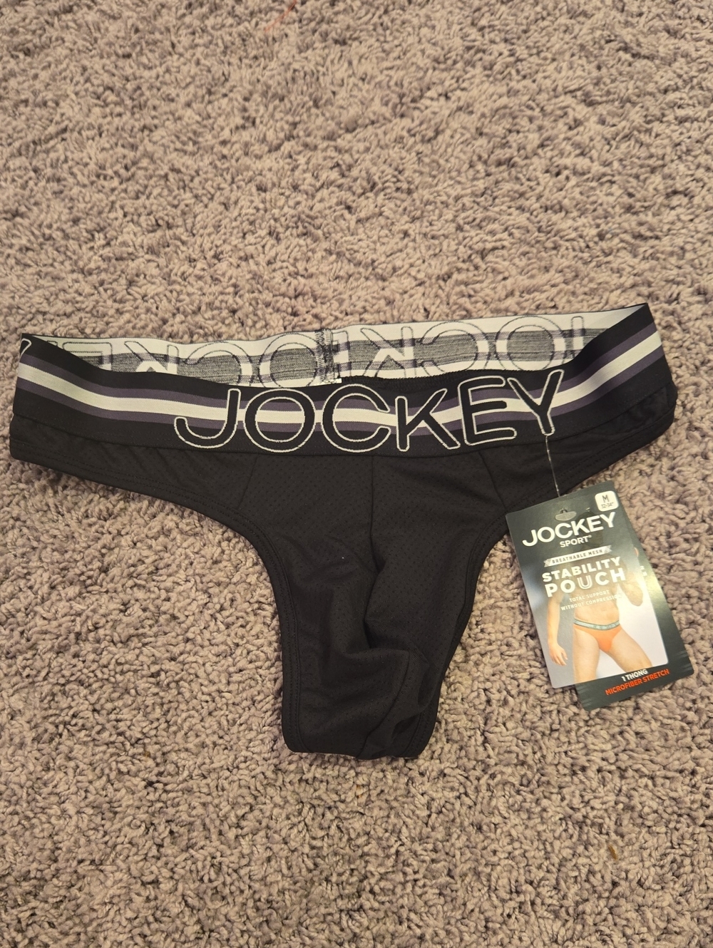 Jockey Black Brief with Gray and White Stripe Waistband